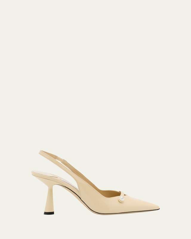 Amita 85 Patent Nappa Leather Slingback Pumps